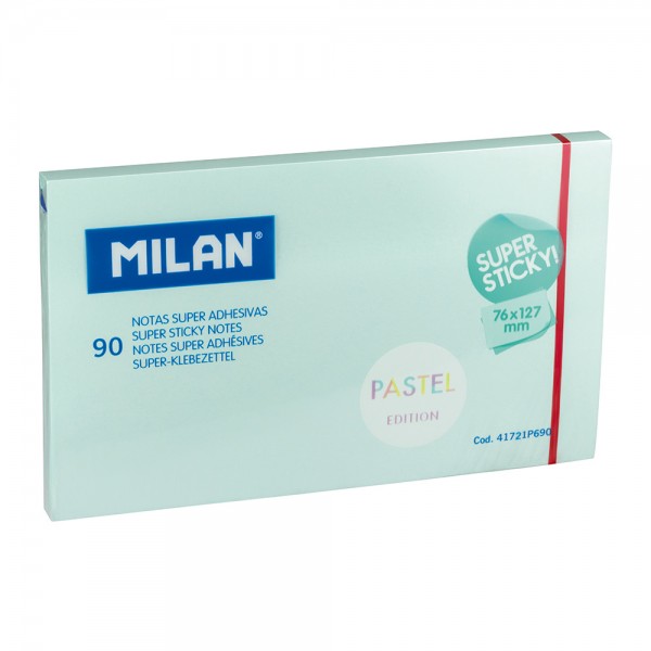 Bloc 90 notas super adhesivas removibles 76 x 127 mm, azul pastel (pack 10 unidades)