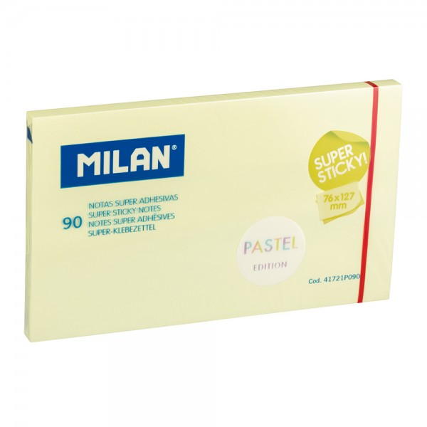 Bloc 90 notas super adhesivas removibles 76 x 127 mm, amarilla pastel (pack 10 unidades)