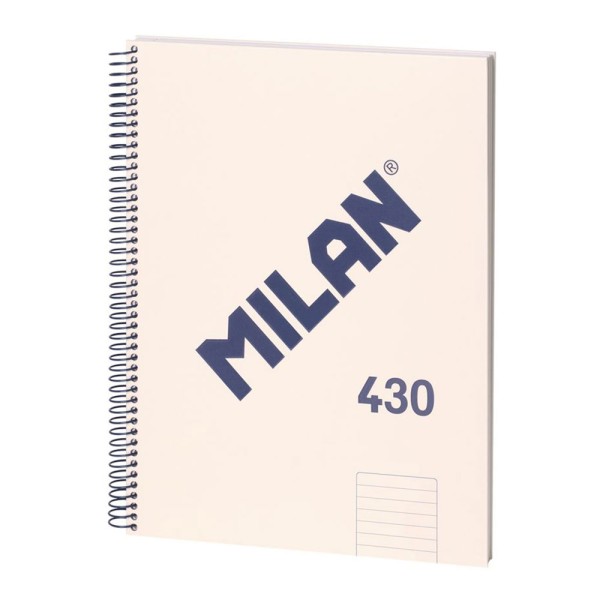 Cuaderno a4, con espiral, tapa dura, 80 hojas pautadas, serie 430, beige (pack 3 unidades)